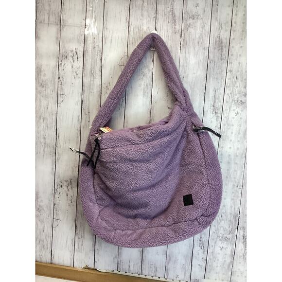 Free People Handbags - Free People Women Carryall Sherpa Tote Shoulder Cozy Bag Lilac BOHO Retro
